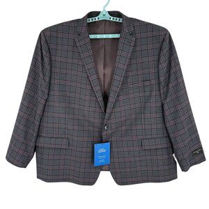 Shaquille ONeal XLG Mens Charcoal/Purple Plaid Sport Coat Blazer 58R NWT $230.00